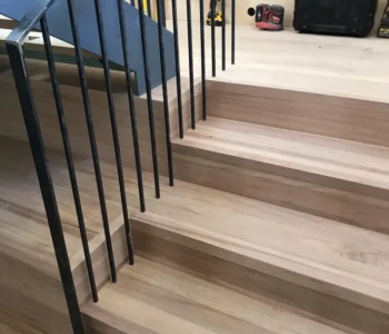 Hardwood Stairs Black Metal Railing