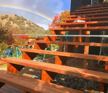 Outdoor Hardwood Stairs Rainbow View