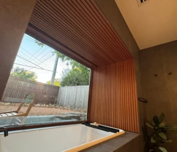 Bathroom Slatted Wood Window