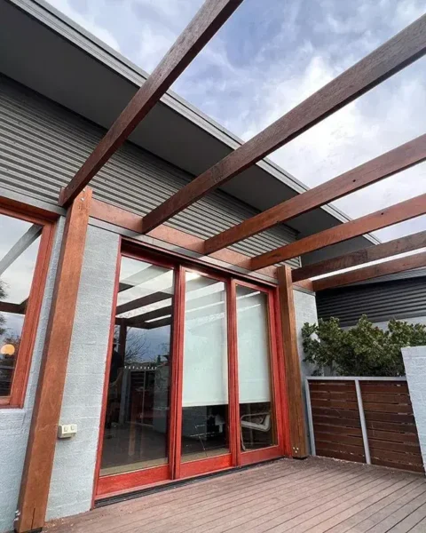 Wooden Pergola Red Sliders