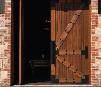 Rustic Timber Door Stone Wall